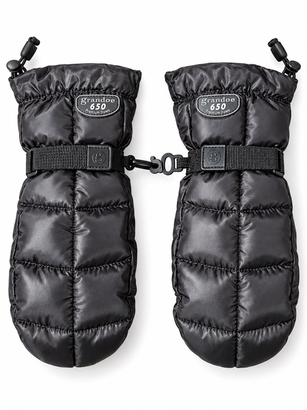 Grandoe 650 Premium Down Black Quilted Winter Mittens